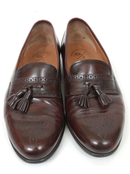 S2 by Santoni Mens 11EE Burgundy Leather Loafers Dress Old Money Preppy Shoe main image 8